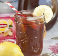 Peach Sweet Iced Tea tastes just like the southerners make their sweet tea and compliments any food you may be serving at a picnic, shower, holiday, or wedding. It is especially perfect for an afternoon tea party!