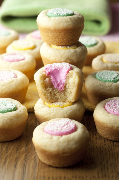 Bite-size Melty Mint Sugar Cookie Cups recipe are chewy, buttery cookie cups with a melty mint in the middle that are great for spring! This would be the perfect dessert for baby showers, Easter, and more.
