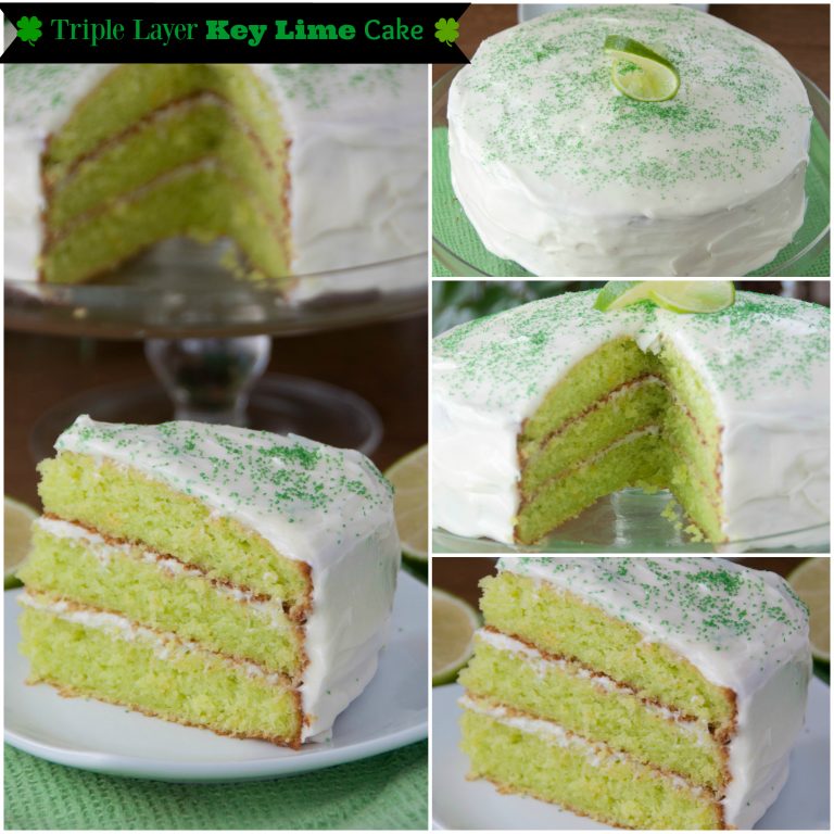 Easy Triple Layer Key Lime Cake recipe starts with a box cake mix and takes only 10 minutes to put together. Great dessert for spring, summer, St. Patrick's Day or Easter!