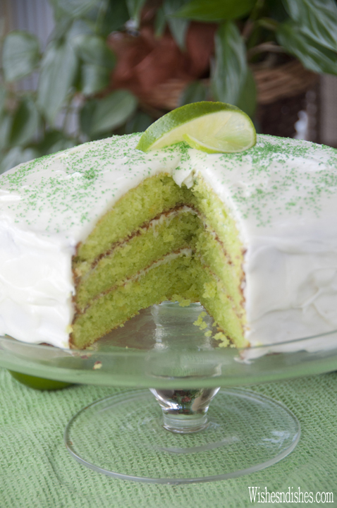 Triple Layer Key Lime Cake recipe takes only 10 minutes to put together, is the perfect balance of sweet and tart, and the perfect green for St. Patrick's Day!