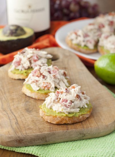 Avocado Chicken Salad Crostini is a quick and healthy appetizer recipe perfect for parties, showers and spring entertaining!