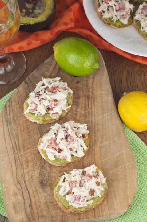 Avocado Chicken Salad Crostini is an easy, healthy appetizer recipe perfect for parties, showers and spring entertaining!