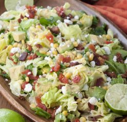 Your favorite sandwich recipe made into a healthy BLT Chopped Salad with Avocado and topped off with a sweet lime vinaigrette dressing!