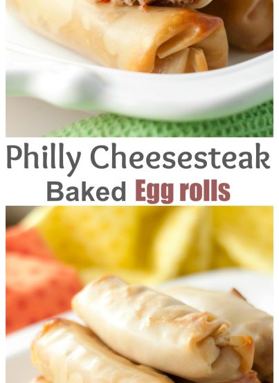 Philly Cheesesteak Baked Egg Rolls recipe make for a tasty dinner or party appetizer ready in no time at all! They are healthier because they are baked, not fried!