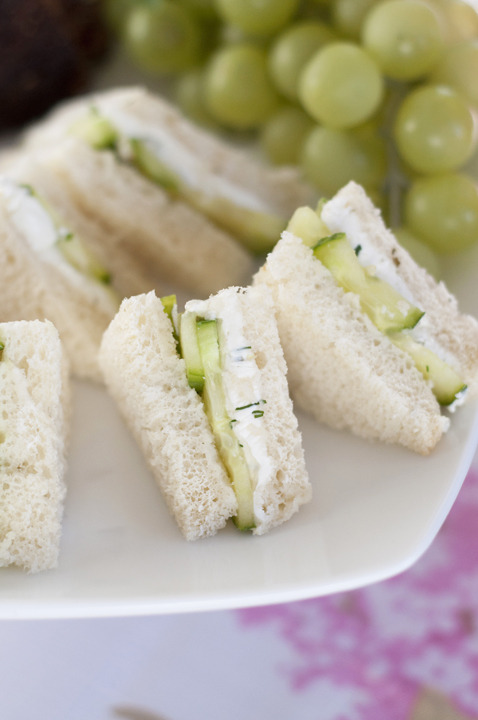 English Cucumber and Dill Tea Cream Cheese Sandwiches are a refreshing, delicious recipe for a lunch, brunch, shower, girls' get-together, or afternoon tea party!