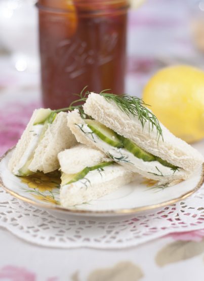 English Cucumber and Dill Tea Sandwiches are a refreshing, delicious recipe for a brunch, shower, girls' get-together, or afternoon tea party!