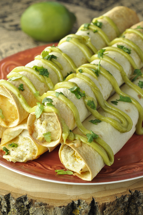 Crock Pot Salsa Verde Chicken Taquitos {Wishes & Dishes}