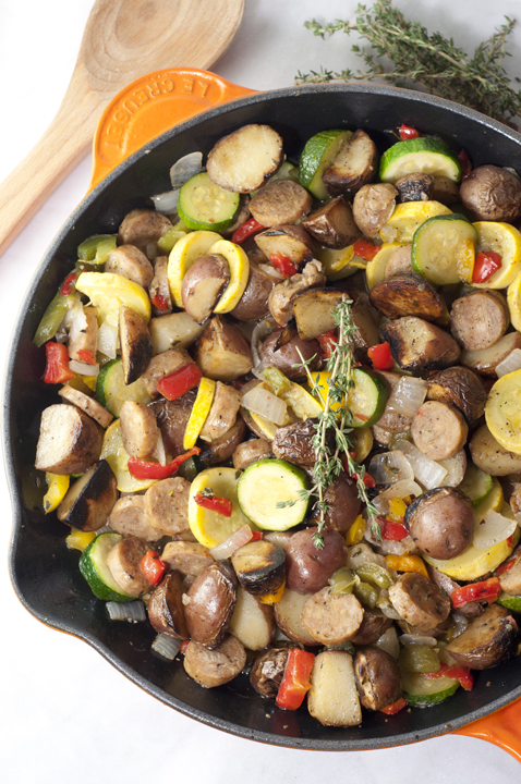 Sausage and Potato Summer Vegetable Skillet  Wishes and 