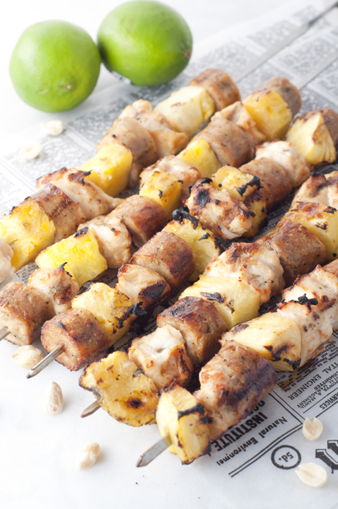 Hawaiian Pineapple Chicken Sausage Kabobs {Wishes and Dishes}