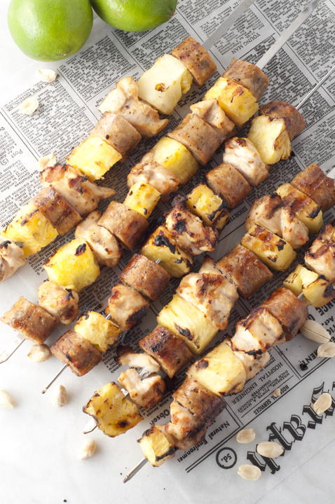 Healthy, Grilled Hawaiian Chicken Pineapple Sausage Kabobs recipe is a delicious, easy and fool-proof way to serve up a complete dinner on the grill for summer holidays!