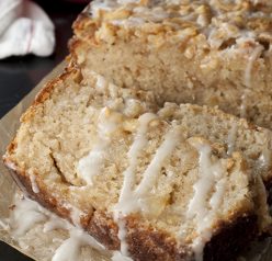 Caramel-Glazed Country Apple Fritter Bread recipe is a moist, sweet, delicious cake-like bread loaded with apple chunks and swirled with cinnamon sugar. This is the perfect fall breakfast or dessert!