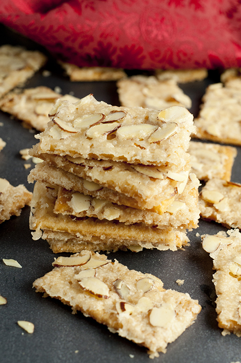 Almond Club Cracker Toffee recipe is salty crackers coated in a sweet toffee sauce and slathered with almonds. This will be your new favorite easy holiday go-to treat!