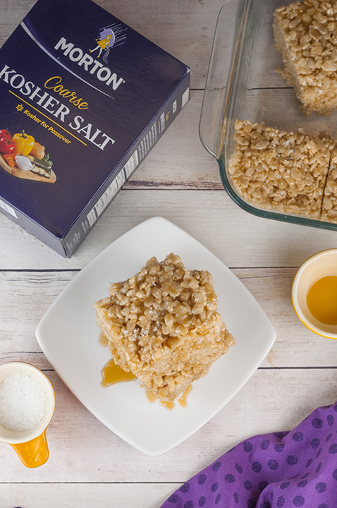 Impress your holiday guests with these easy Salted Caramel Browned Butter Rice Krispie Treats. This dessert recipe takes ordinary Krispie Treats to the next level for the holidays or any occasion!