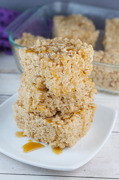 Impress any crowd with these easy and tasty Salted Caramel Browned Butter Rice Krispie Treats. This dessert recipe takes ordinary Krispie Treats to the next level!