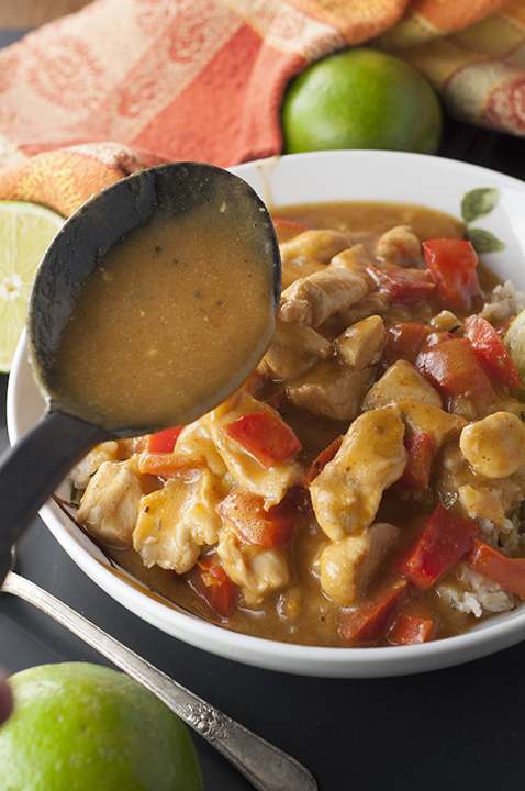 Chicken in Coconut Mango Verde Sauce Thai recipe has a delicious, rich sauce that is the perfect balance of sweet and spicy. It is quick and easy which makes it suitable for a weeknight meal!