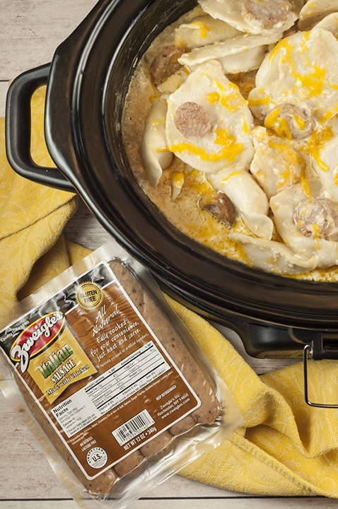 Crock Pot Sausage Pierogi Casserole Wishes And Dishes