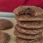 This recipe for Double Chocolate Truffle Cookies is for serious chocolate dessert lovers! Dense, gooey, fudge-like cookies with chocolate chips baked right into them.