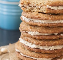 Why have store bought cookies when you can make this no-brainer, easy recipe for Homemade Stuffed Nutter Butter Cookies?! Chewy oatmeal peanut butter cookies with creamy, sweet peanut butter cream filling!