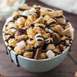 Caramel S'mores Popcorn recipe is the perfect movie night snack made easy by using G.H. Cretors caramel popcorn!