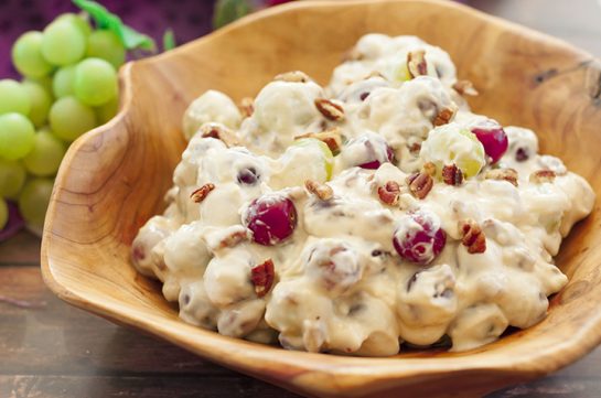 Creamy Pecan Crunch Grape Salad | Wishes And Dishes