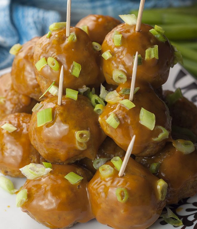 Easy, healthy Firecracker Chicken Meatballs recipe can be an easy, light party appetizer or serve them over rice and make a healthy weeknight dinner out of them! They have a nice spicy kick to them but can be toned down to your liking!