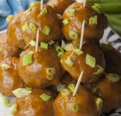 Firecracker Chicken Meatballs recipe can be an easy, light party appetizer or serve them over rice and make a healthy weeknight dinner out of them! They have a nice spicy kick to them but can be toned down to your liking!