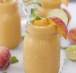 This Frozen Peach Mojito drink recipe is the perfect frozen treat on a hot day or for any occasion! These beauties are refreshing, light, and so easy to make.