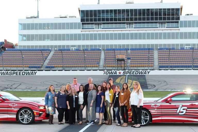 Iowa Speedway group photo for Iowa Corn Tour.