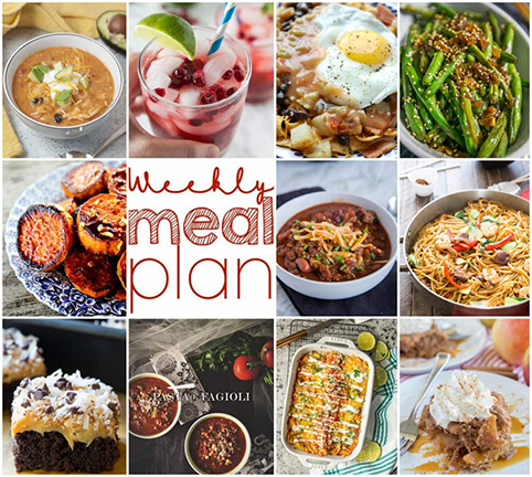 Weekly Meal Plan {Week 121} - 10 great bloggers bringing you a full week of fall-inspired recipes including dinner, sides dishes, drinks, and desserts!