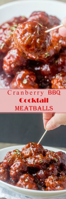 This sweet and tangy Cranberry BBQ Cocktail Meatballs recipe is fitting for an easy holiday appetizer or make it into a meal served over rice! These would be a hit for parties, Christmas Eve, Christmas Day, or New Year's Eve.