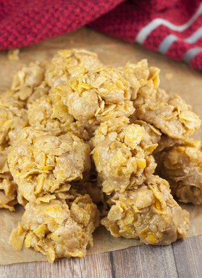 You only need 5 ingredients for this No-Bake Grandma's Peanut Butter Corn Flake Clusters recipe that is perfect for Christmas dessert! They are easy to make and quite addictive!