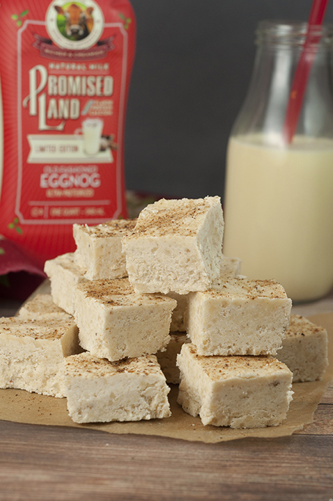 This Smooth and Creamy Christmas Holiday Eggnog Fudge recipe is your favorite Christmas beverage turned into the perfect Christmas dessert for your holiday parties! You'll love the sprinkling of nutmeg on top!