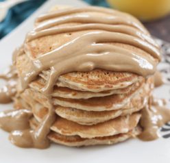 This Old-Fashioned Peanut Butter Pancake recipe is surprisingly light and fluffy, and smothered in a warm, melted peanut butter sauce!