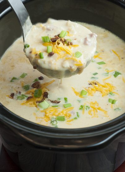 If you love loaded baked potatoes, you'll love this Crock Pot Loaded Bacon Baked Potato Soup recipe that is the perfect texture and full of flavor with classic toppings! This is Great for dinner or game day food!