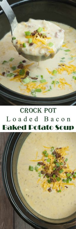 If you love loaded baked potatoes, you'll love this Crock Pot Loaded Bacon Baked Potato Soup recipe that is the perfect texture and full of flavor with classic toppings! This is great for a slow cooker dinner or game day food!