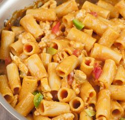 This Spicy Chicken Riggies recipe is one of my favorite Italian pasta dishes with the perfect amount of kick to it in a creamy tomato sauce. The whole family will love this!