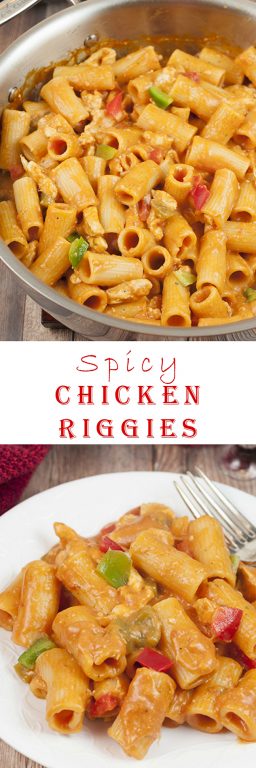 This Spicy Chicken Riggies recipe is one of my favorite Italian pasta dishes with the perfect amount of kick to it in a creamy tomato sauce. The whole family will love this easy dinner, weeknight meal, or holiday food idea!