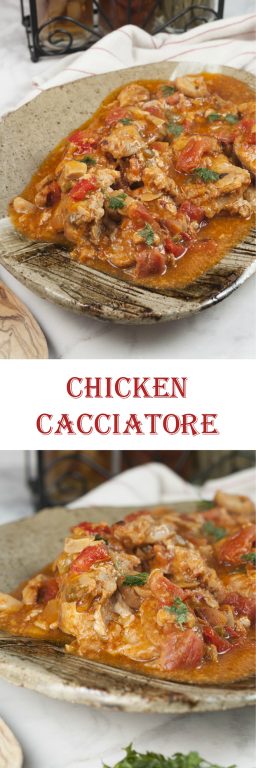 This hearty Chicken Cacciatore is so easy to make and the rich, thick broth is delicious. We love it served over pasta or with a side of rice and it's the perfect choice for family Italian night!