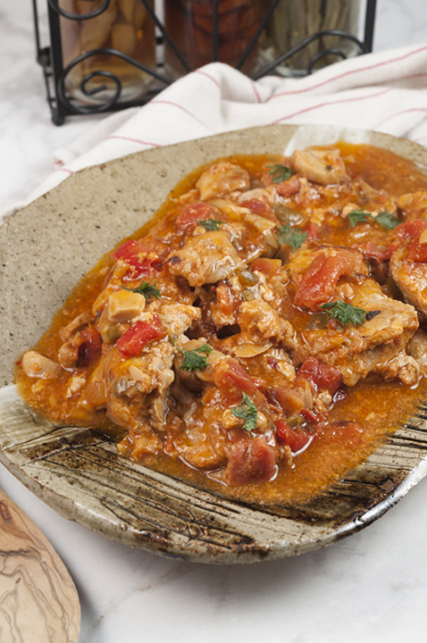 This hearty Chicken Cacciatore is so easy to make and the rich, thick broth is delicious. We love it served over pasta or with a side of rice and it's the perfect choice for Italian night dinner!