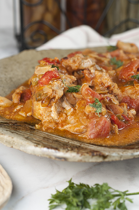 This hearty Chicken Cacciatore is so easy to make and the rich, thick broth is delicious. We love it served over pasta or with a side of rice and it's the perfect choice for Italian night!