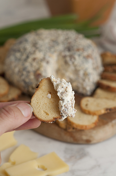 Get the Super Bowl, Christmas, Easter, or holiday party started with this Everything Bagel Cheese Ball recipe: all the flavors of your favorite everything bagel turned into a delicious, easy cheese ball appetizer! Serve it with bagel chips or pretzels!
