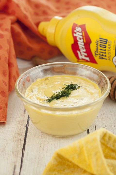 Dill Mustard dipping sauce great for dipping pretzels, hotdogs, chicken fingers, or any appetizer!