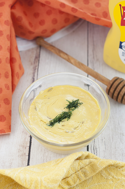 Dill Mustard dipping sauce recipe great for dipping pretzels, hotdogs, chicken fingers, or any appetizer!