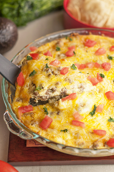 Easy Taco Pie with ground beef is a great recipe when you're wanting a low carb easy Mexican dinner idea without complicated ingredients and it comes together so quickly!