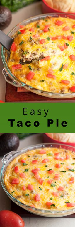 Easy Taco Pie with ground beef is a great recipe when you're wanting a low carb, gluten free, easy Mexican dinner idea without complicated ingredients and it comes together so quickly!