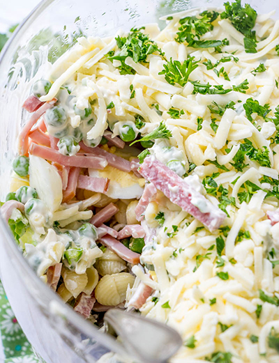 Beautiful, Simple Make-Ahead Eight Layer Salad recipe for the most foolproof, colorful salad great for entertaining, potlucks, or summer picnic side dish idea! It is so easy and you can make it ahead of time for a party, Memorial Day or Father's Day BBQ!