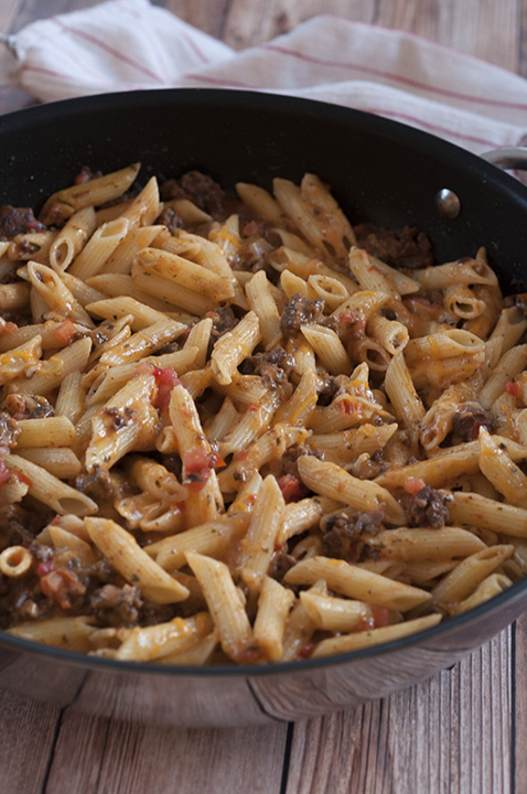 Cheesy Taco Pasta is an easy ground beef dinner idea with ingredients you most likely already have in your kitchen! This recipe is my go-to meal when I don't know what else to make!