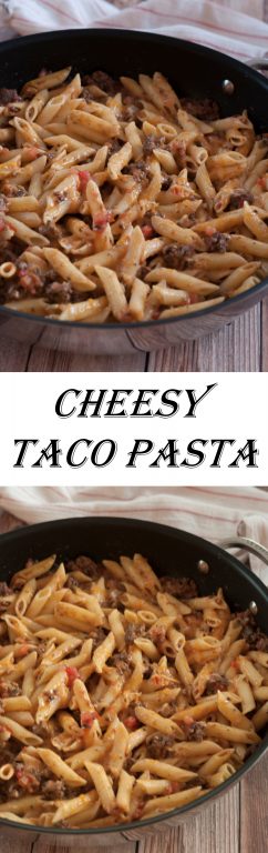 Quick Cheesy Taco Pasta is an easy ground beef dinner idea with ingredients you most likely already have in your kitchen! This recipe is my go-to meal when I don't know what else to make!