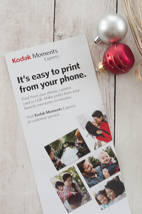 Kodak moments kiosk prints photos directly from your smartphone.