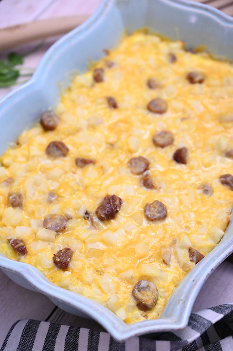 Cheesy Potato Sausage Breakfast Casserole is an easy breakfast or brunch casserole recipe you can throw together on a weekend that the whole family will love!
